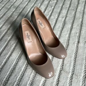 Valentino Garavani Taupe Block Heel Pumps